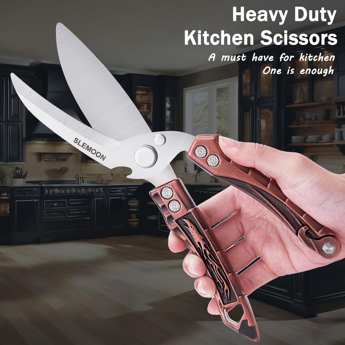 Heavy Duty Poultry Shears for Food, Dishwasher Safe Kitchen Scissor | 3CR14 All-steel Forged Multi-function Detachable Kitchen Shears for Spatchcock Turkey,Chicken,Salad