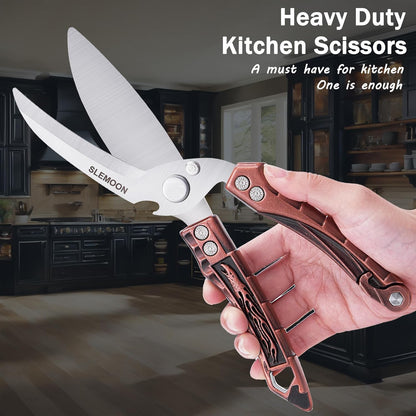 Heavy Duty Poultry Shears for Food, Dishwasher Safe Kitchen Scissor | 3CR14 All-steel Forged Multi-function Detachable Kitchen Shears for Spatchcock Turkey,Chicken,Salad