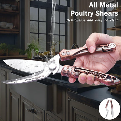 Heavy Duty Poultry Shears for Food, Dishwasher Safe Kitchen Scissor | 3CR14 All-steel Forged Multi-function Detachable Kitchen Shears for Spatchcock Turkey,Chicken,Salad