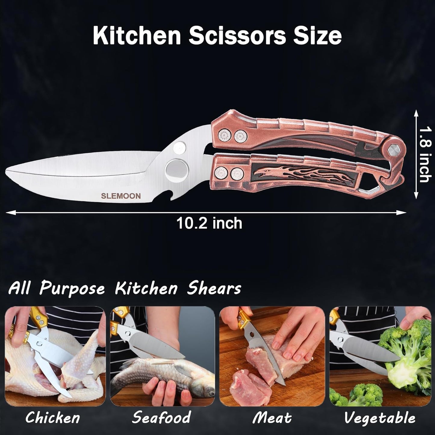 Heavy Duty Poultry Shears for Food, Dishwasher Safe Kitchen Scissor | 3CR14 All-steel Forged Multi-function Detachable Kitchen Shears for Spatchcock Turkey,Chicken,Salad