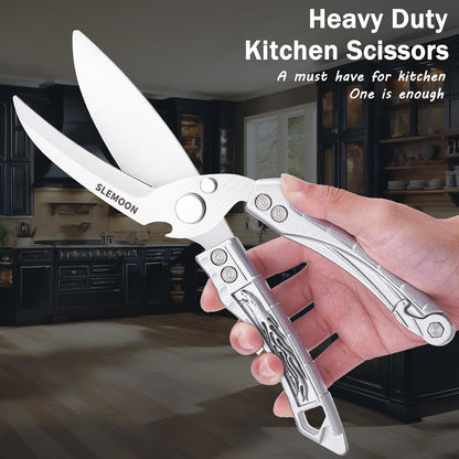 Heavy Duty Poultry Shears for Food, Dishwasher Safe Kitchen Scissor | 3CR14 All-steel Forged Multi-function Detachable Kitchen Shears for Spatchcock Turkey,Chicken,Salad