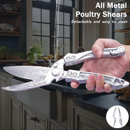 Heavy Duty Poultry Shears for Food, Dishwasher Safe Kitchen Scissor | 3CR14 All-steel Forged Multi-function Detachable Kitchen Shears for Spatchcock Turkey,Chicken,Salad