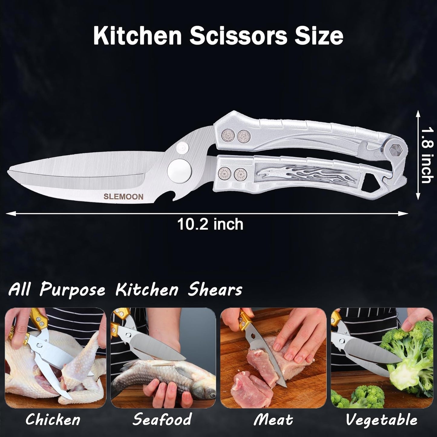 Heavy Duty Poultry Shears for Food, Dishwasher Safe Kitchen Scissor | 3CR14 All-steel Forged Multi-function Detachable Kitchen Shears for Spatchcock Turkey,Chicken,Salad