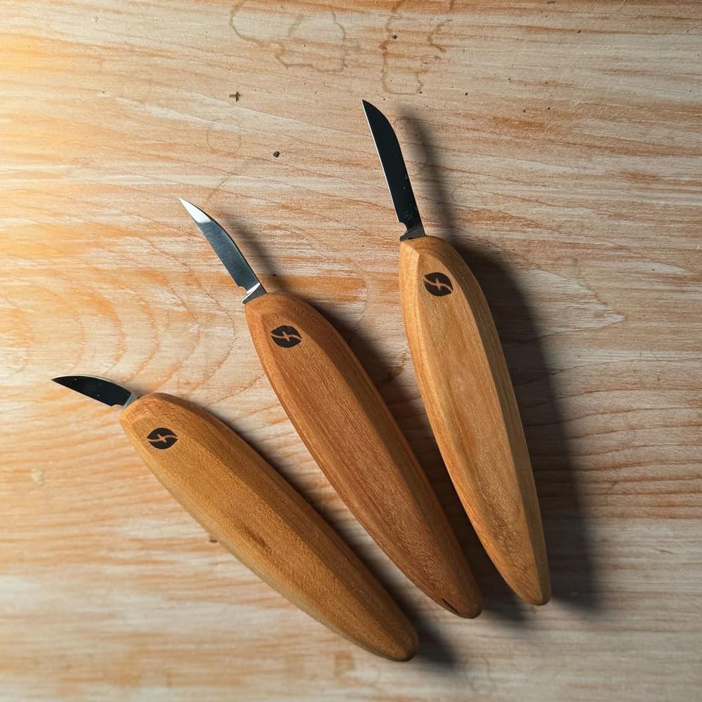 Pro Series Wood Carving Tools, 3-Pack Kit with 1" Chip, 1-3/8" Detail, 1-5/8" Carving, Ergonomic Knife Handles (FP200)