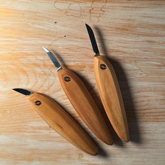 Pro Series Wood Carving Tools, 3-Pack Kit with 1" Chip, 1-3/8" Detail, 1-5/8" Carving, Ergonomic Knife Handles (FP200)