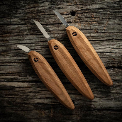 Pro Series Wood Carving Tools, 3-Pack Kit with 1" Chip, 1-3/8" Detail, 1-5/8" Carving, Ergonomic Knife Handles (FP200)