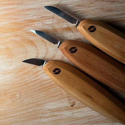 Pro Series Wood Carving Tools, 3-Pack Kit with 1" Chip, 1-3/8" Detail, 1-5/8" Carving, Ergonomic Knife Handles (FP200)