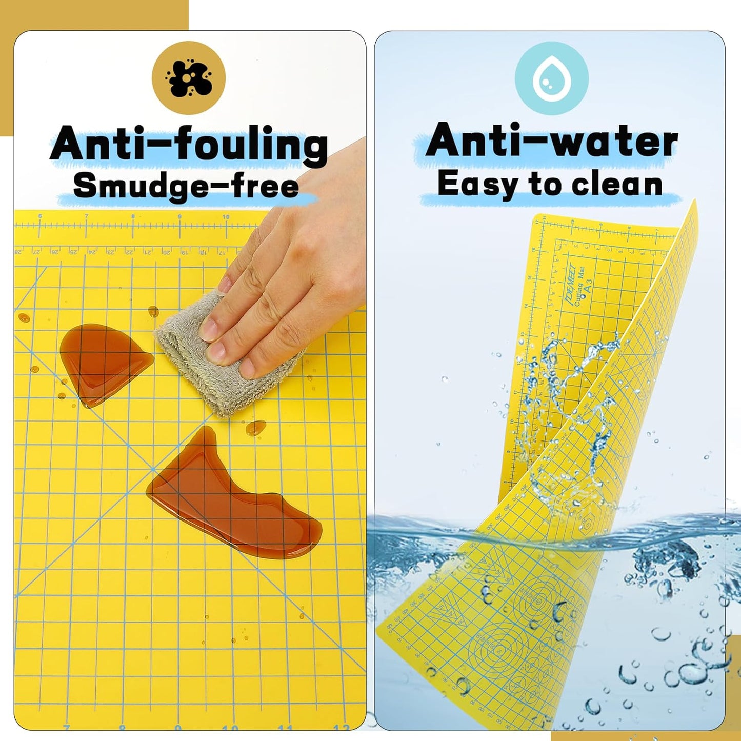 Premium Self Healing Cutting Mat 18" x 12", A3 Sewing Mat, Lemon Yellow | Non-slip, 5-Ply Double-Sided, Rotary Cutting Mat for Sewing, Quilting Crafts Cutting Fabric Scrapbooking Modeling Projects