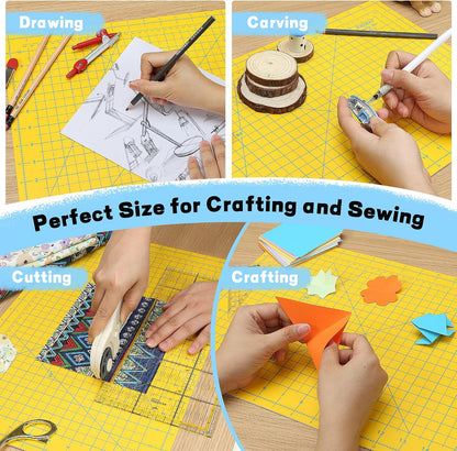 Premium Self Healing Cutting Mat 18" x 12", A3 Sewing Mat, Lemon Yellow | Non-slip, 5-Ply Double-Sided, Rotary Cutting Mat for Sewing, Quilting Crafts Cutting Fabric Scrapbooking Modeling Projects