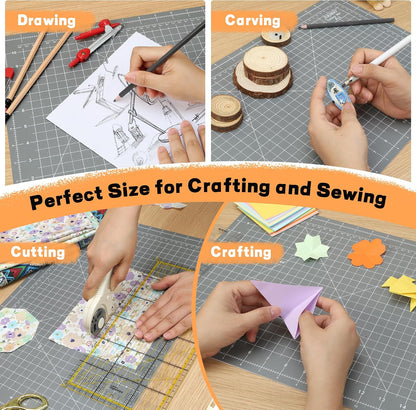 Premium Self Healing Cutting Mat 18" x 12", A3 Sewing Mat, Lemon Yellow | Non-slip, 5-Ply Double-Sided, Rotary Cutting Mat for Sewing, Quilting Crafts Cutting Fabric Scrapbooking Modeling Projects