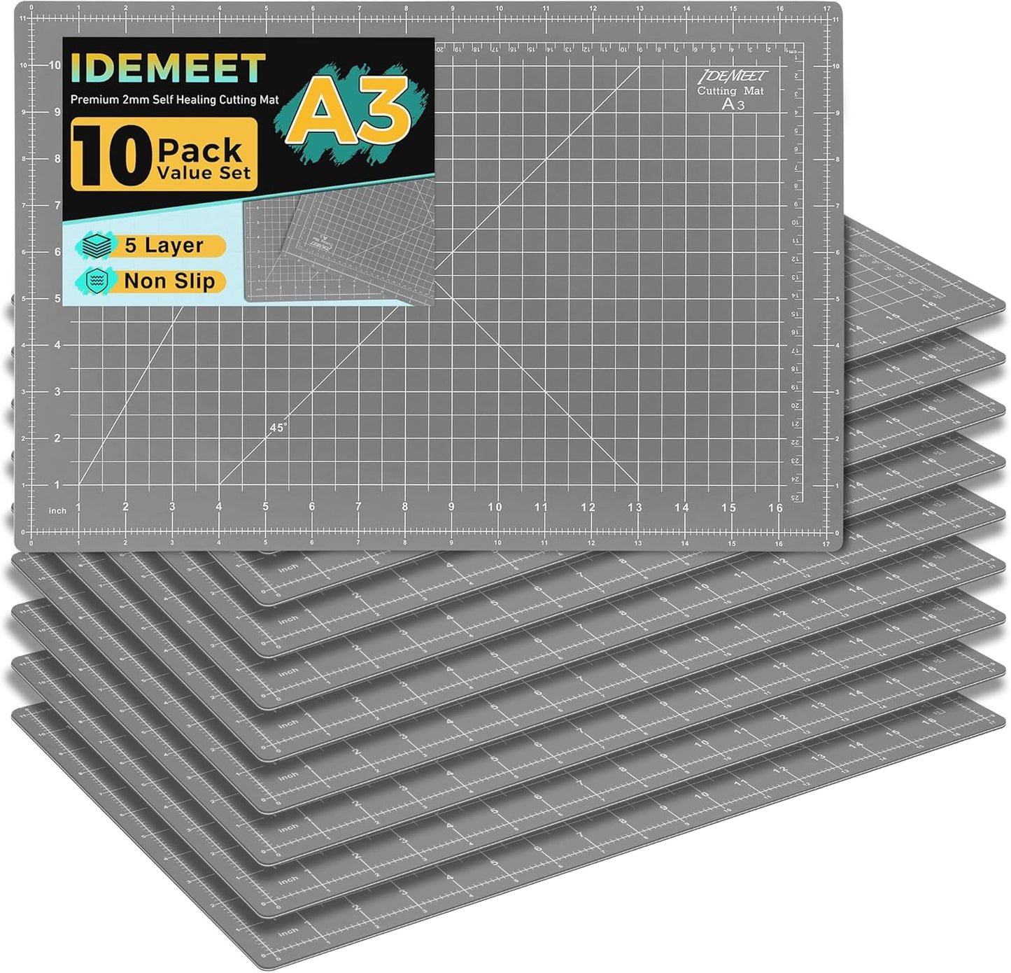 Premium Self Healing Cutting Mat 18" x 12", A3 Sewing Mat, Lemon Yellow | Non-slip, 5-Ply Double-Sided, Rotary Cutting Mat for Sewing, Quilting Crafts Cutting Fabric Scrapbooking Modeling Projects