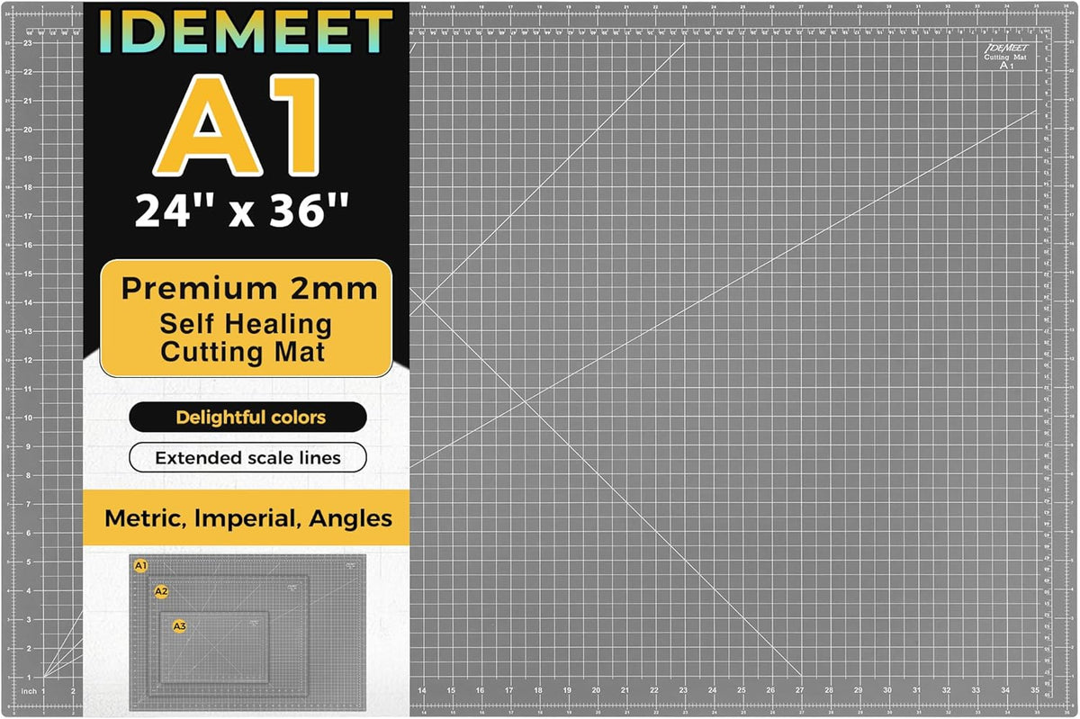 Premium Self Healing Cutting Mat 18" x 12", A3 Sewing Mat, Lemon Yellow | Non-slip, 5-Ply Double-Sided, Rotary Cutting Mat for Sewing, Quilting Crafts Cutting Fabric Scrapbooking Modeling Projects