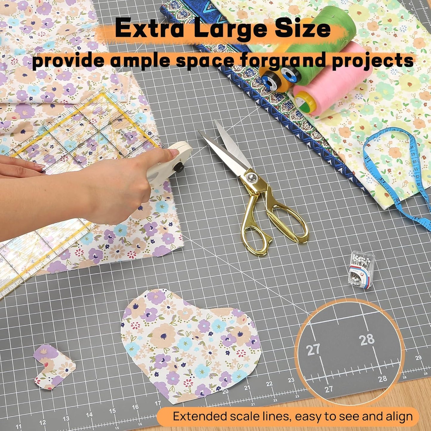 Premium Self Healing Cutting Mat 18" x 12", A3 Sewing Mat, Lemon Yellow | Non-slip, 5-Ply Double-Sided, Rotary Cutting Mat for Sewing, Quilting Crafts Cutting Fabric Scrapbooking Modeling Projects