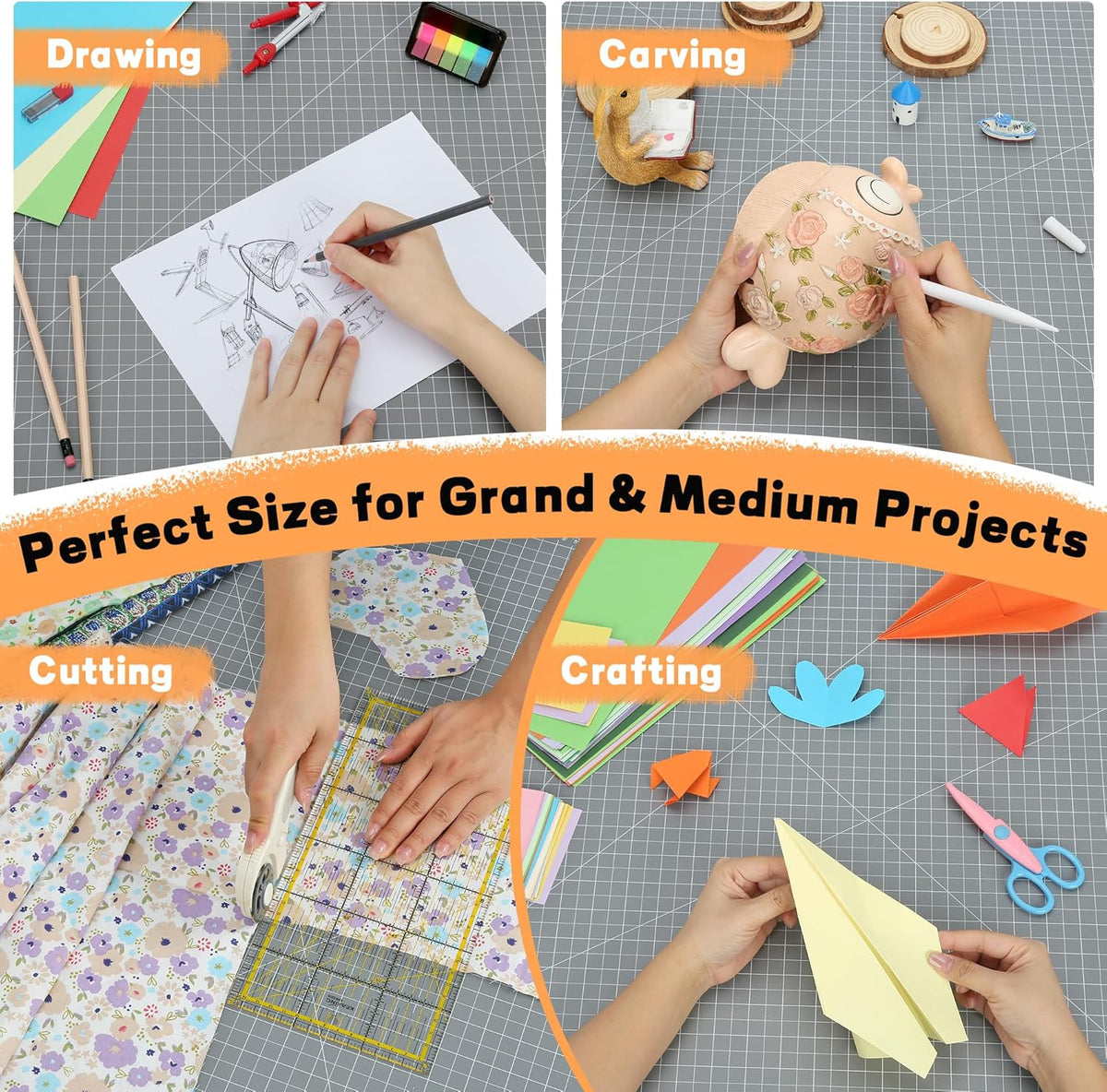 Premium Self Healing Cutting Mat 18" x 12", A3 Sewing Mat, Lemon Yellow | Non-slip, 5-Ply Double-Sided, Rotary Cutting Mat for Sewing, Quilting Crafts Cutting Fabric Scrapbooking Modeling Projects
