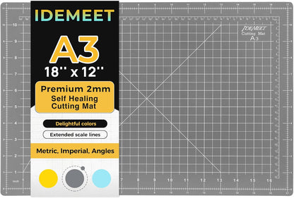 Premium Self Healing Cutting Mat 18" x 12", A3 Sewing Mat, Lemon Yellow | Non-slip, 5-Ply Double-Sided, Rotary Cutting Mat for Sewing, Quilting Crafts Cutting Fabric Scrapbooking Modeling Projects