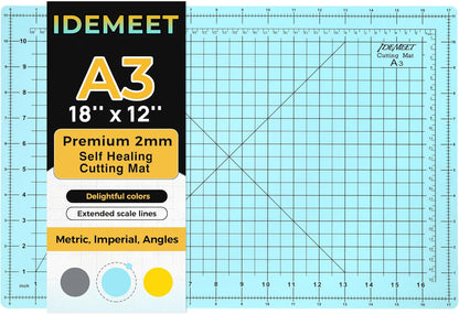 Premium Self Healing Cutting Mat 18" x 12", A3 Sewing Mat, Lemon Yellow | Non-slip, 5-Ply Double-Sided, Rotary Cutting Mat for Sewing, Quilting Crafts Cutting Fabric Scrapbooking Modeling Projects