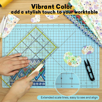 Premium Self Healing Cutting Mat 18" x 12", A3 Sewing Mat, Lemon Yellow | Non-slip, 5-Ply Double-Sided, Rotary Cutting Mat for Sewing, Quilting Crafts Cutting Fabric Scrapbooking Modeling Projects