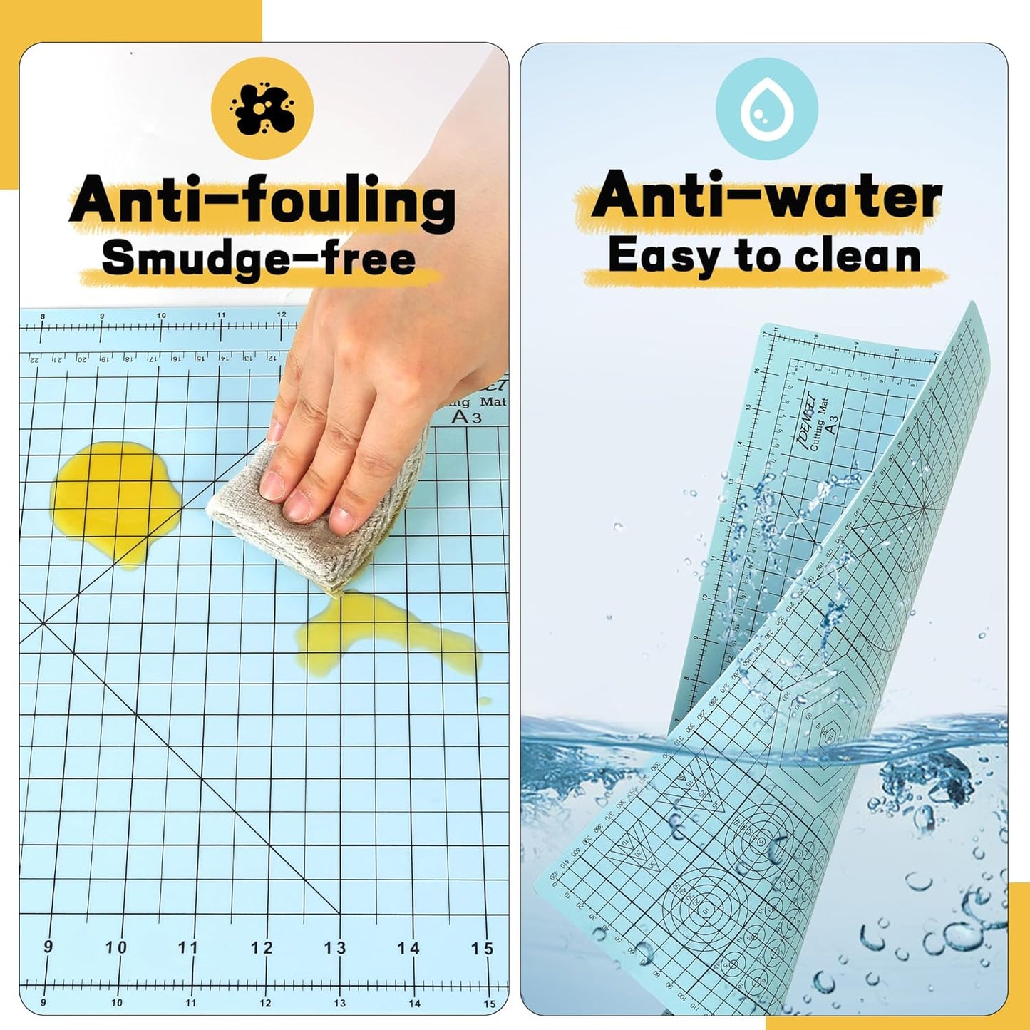 Premium Self Healing Cutting Mat 18" x 12", A3 Sewing Mat, Lemon Yellow | Non-slip, 5-Ply Double-Sided, Rotary Cutting Mat for Sewing, Quilting Crafts Cutting Fabric Scrapbooking Modeling Projects