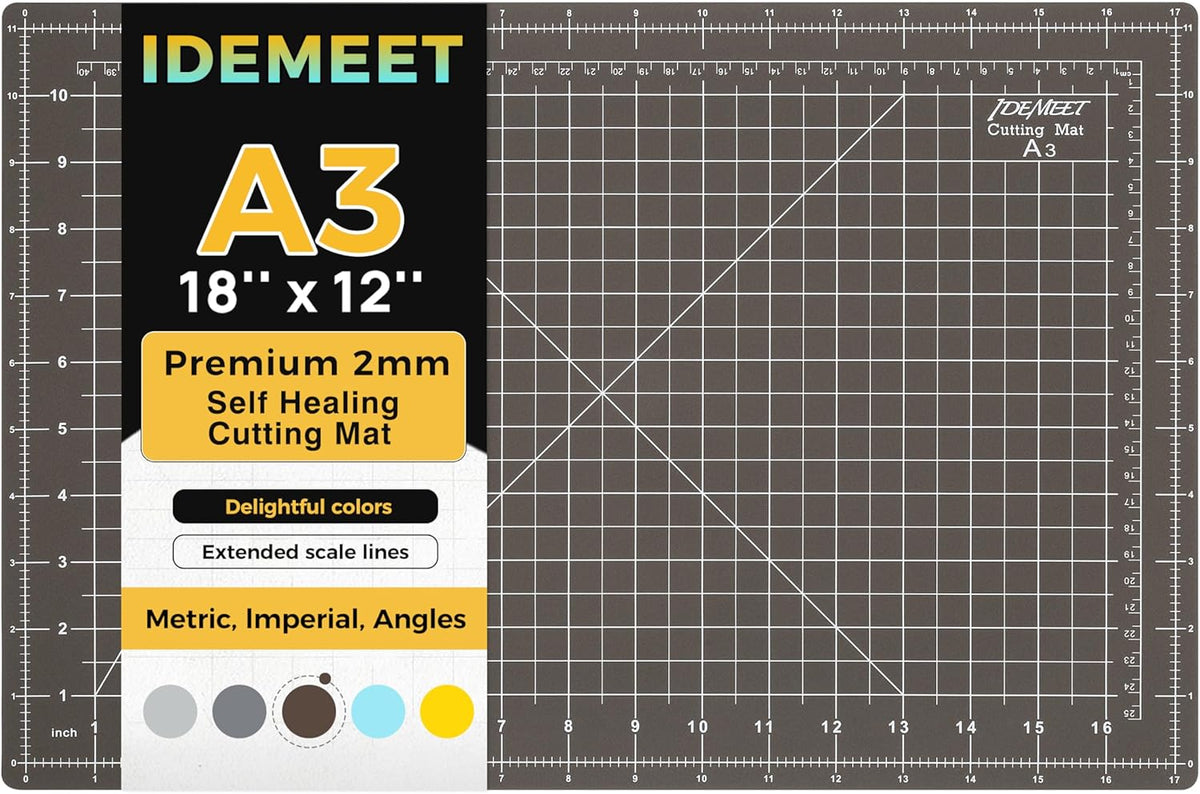 Premium Self Healing Cutting Mat 18" x 12", A3 Sewing Mat, Lemon Yellow | Non-slip, 5-Ply Double-Sided, Rotary Cutting Mat for Sewing, Quilting Crafts Cutting Fabric Scrapbooking Modeling Projects
