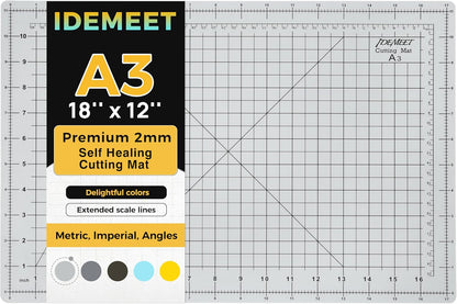 Premium Self Healing Cutting Mat 18" x 12", A3 Sewing Mat, Lemon Yellow | Non-slip, 5-Ply Double-Sided, Rotary Cutting Mat for Sewing, Quilting Crafts Cutting Fabric Scrapbooking Modeling Projects