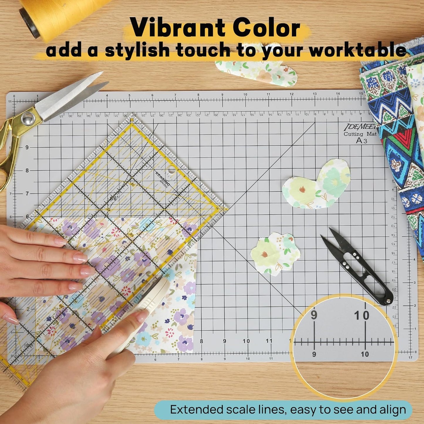 Premium Self Healing Cutting Mat 18" x 12", A3 Sewing Mat, Lemon Yellow | Non-slip, 5-Ply Double-Sided, Rotary Cutting Mat for Sewing, Quilting Crafts Cutting Fabric Scrapbooking Modeling Projects