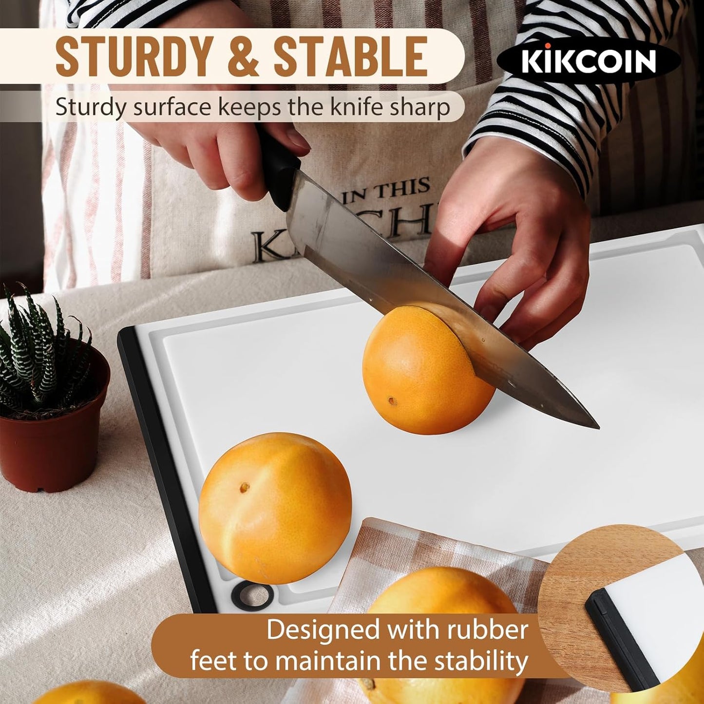 Plastic Cutting Boards for Kitchen, 3-Piece Large Cutting Board Set Dishwasher Safe Chopping Boards with Non-slip Feet and Juice Grooves, White