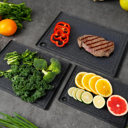 Plastic Cutting Boards for Kitchen, 3-Piece Large Cutting Board Set Dishwasher Safe Chopping Boards with Non-slip Feet and Juice Grooves, White