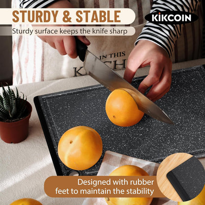 Plastic Cutting Boards for Kitchen, 3-Piece Large Cutting Board Set Dishwasher Safe Chopping Boards with Non-slip Feet and Juice Grooves, White