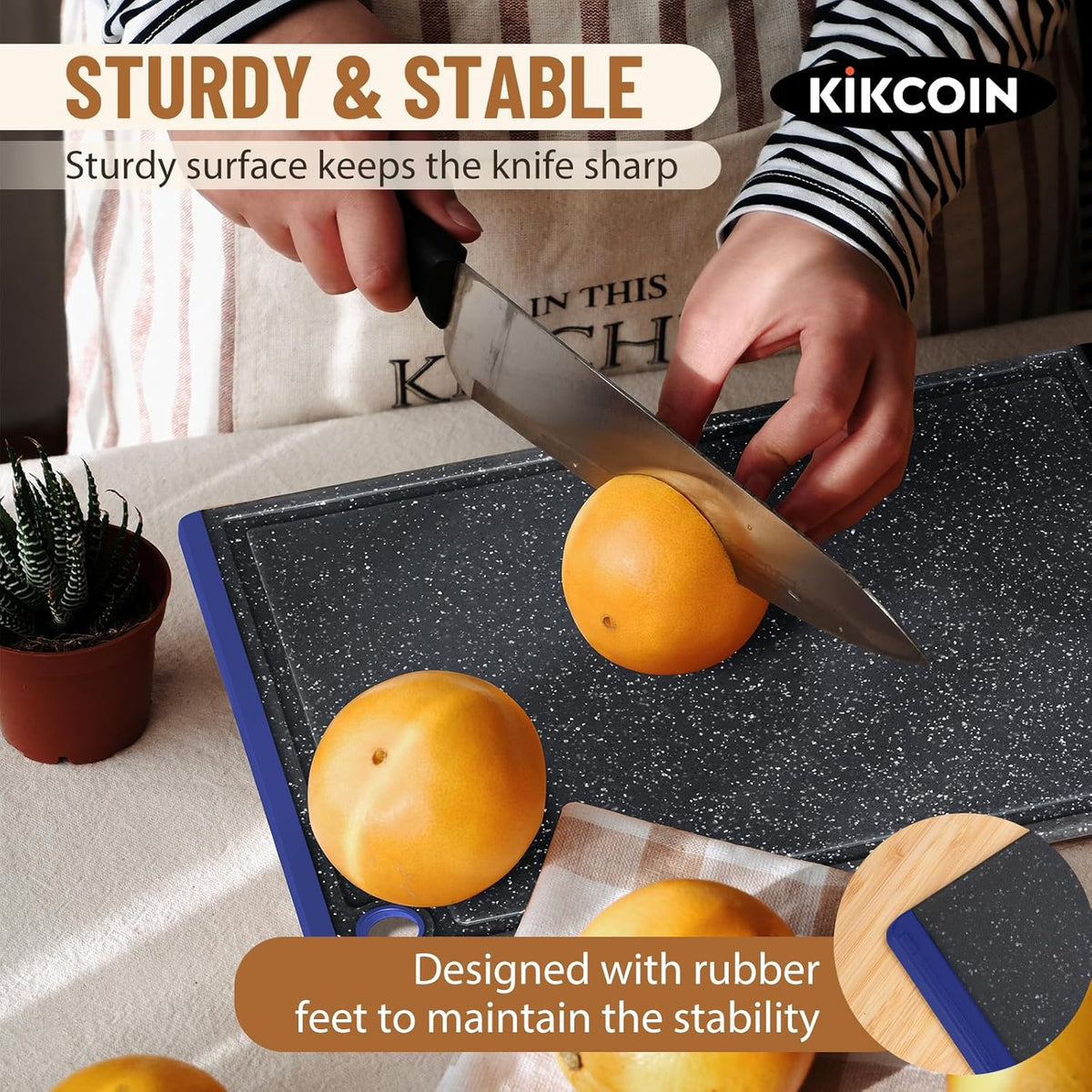 Plastic Cutting Boards for Kitchen, 3-Piece Large Cutting Board Set Dishwasher Safe Chopping Boards with Non-slip Feet and Juice Grooves, White
