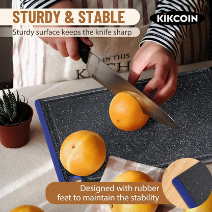 Plastic Cutting Boards for Kitchen, 3-Piece Large Cutting Board Set Dishwasher Safe Chopping Boards with Non-slip Feet and Juice Grooves, White
