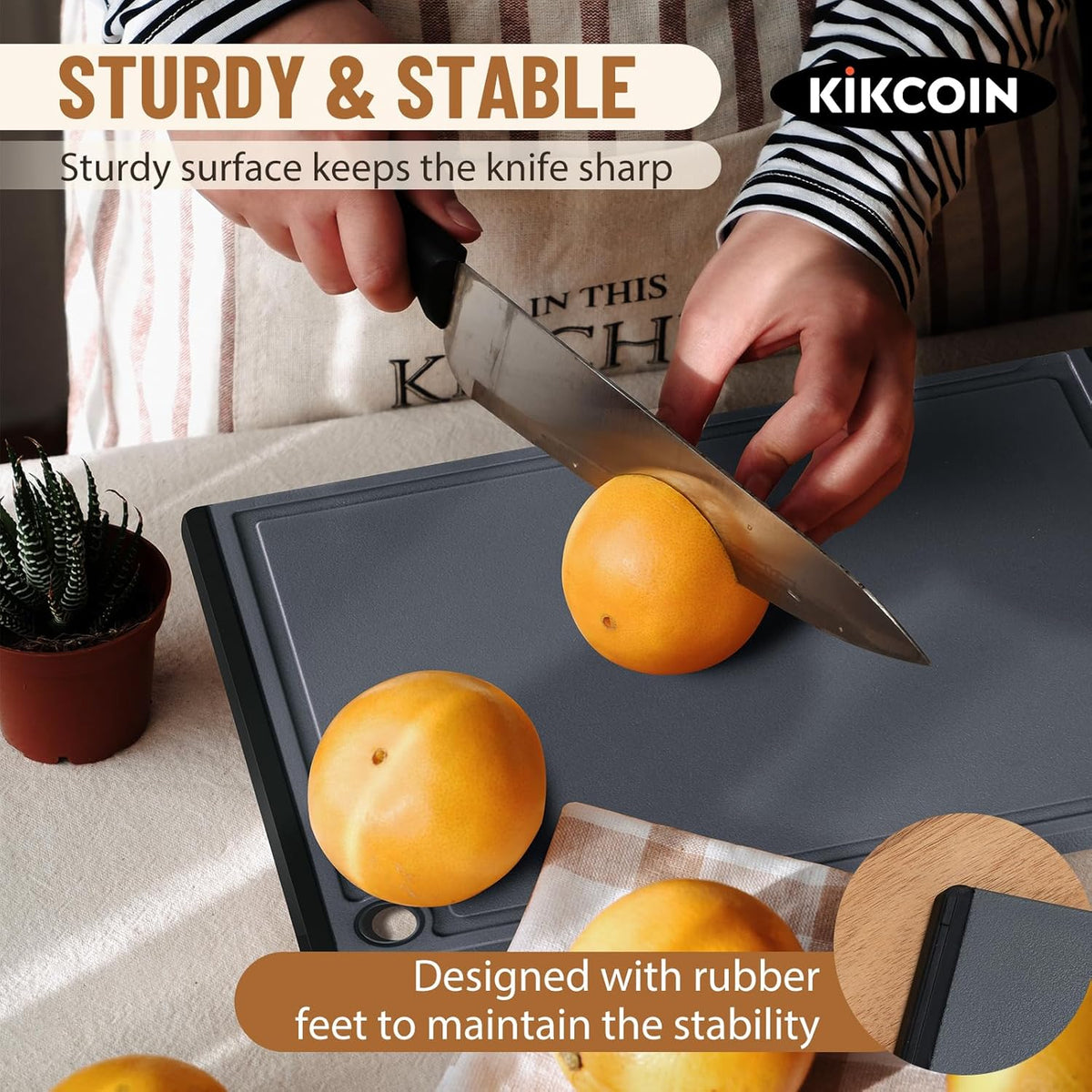 Plastic Cutting Boards for Kitchen, 3-Piece Large Cutting Board Set Dishwasher Safe Chopping Boards with Non-slip Feet and Juice Grooves, White