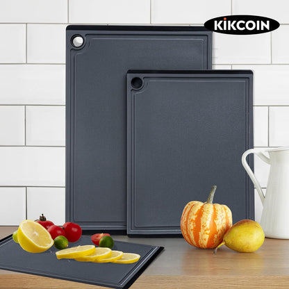 Plastic Cutting Boards for Kitchen, 3-Piece Large Cutting Board Set Dishwasher Safe Chopping Boards with Non-slip Feet and Juice Grooves, White
