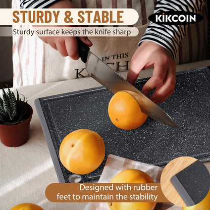 Plastic Cutting Boards for Kitchen, 3-Piece Large Cutting Board Set Dishwasher Safe Chopping Boards with Non-slip Feet and Juice Grooves, White