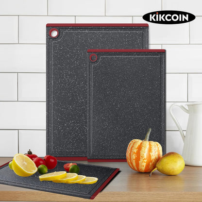 Plastic Cutting Boards for Kitchen, 3-Piece Large Cutting Board Set Dishwasher Safe Chopping Boards with Non-slip Feet and Juice Grooves, White