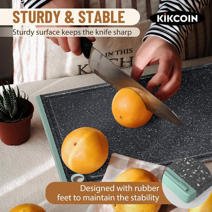 Plastic Cutting Boards for Kitchen, 3-Piece Large Cutting Board Set Dishwasher Safe Chopping Boards with Non-slip Feet and Juice Grooves, White
