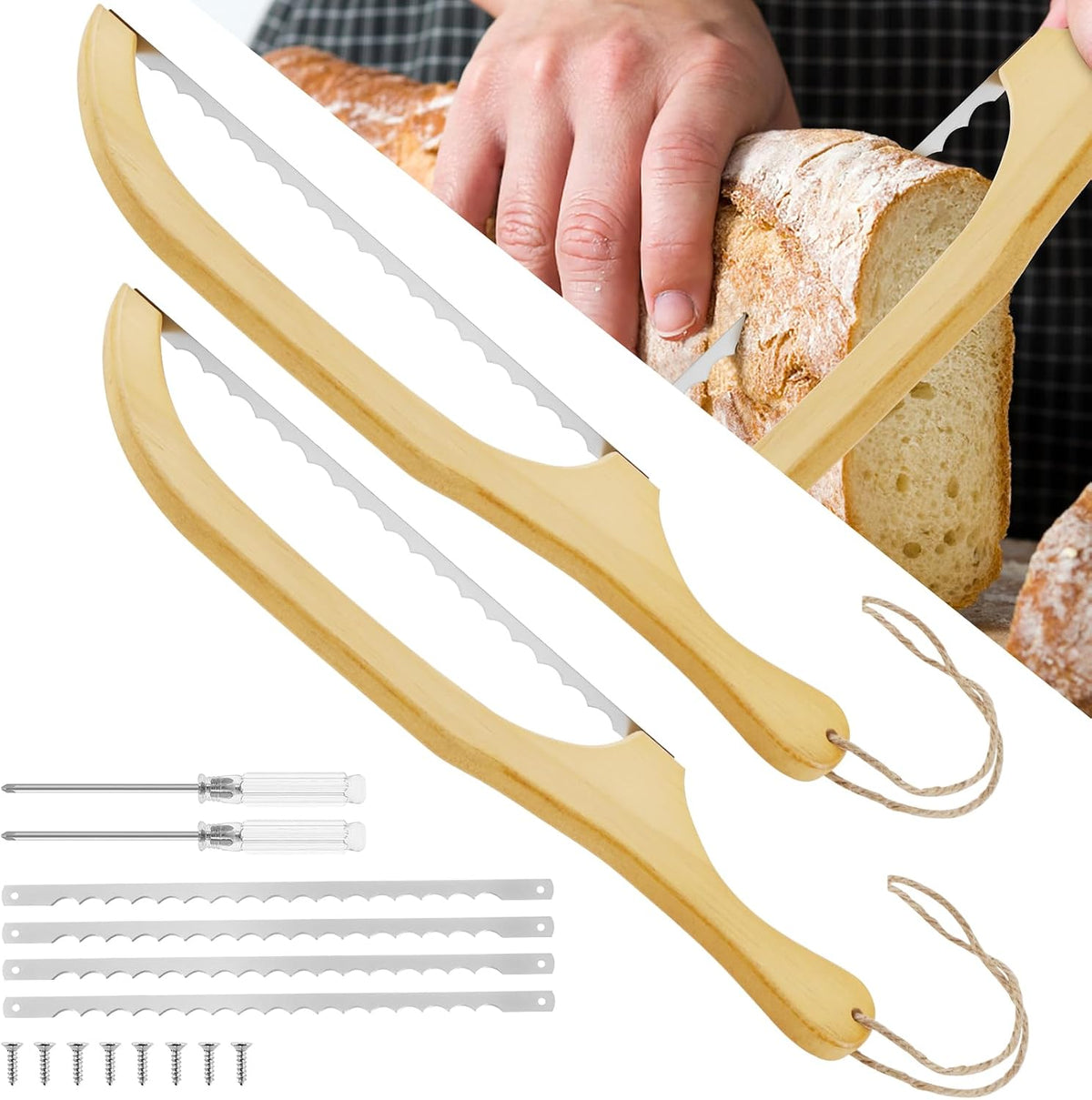 2 Pack Bread Slicer with Replacement Serrated Blades for Homemade Bread