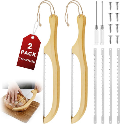 2 Pack Bread Slicer with Replacement Serrated Blades for Homemade Bread