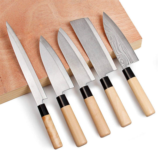 Waterboss Sushi & Sashimi Chef’s Knives,Set of 5 Japanese Sushi Chef Knives - Sashimi-Santoku-Nakiri-Deba Knife,Ultra High Carbon Steel Blades
