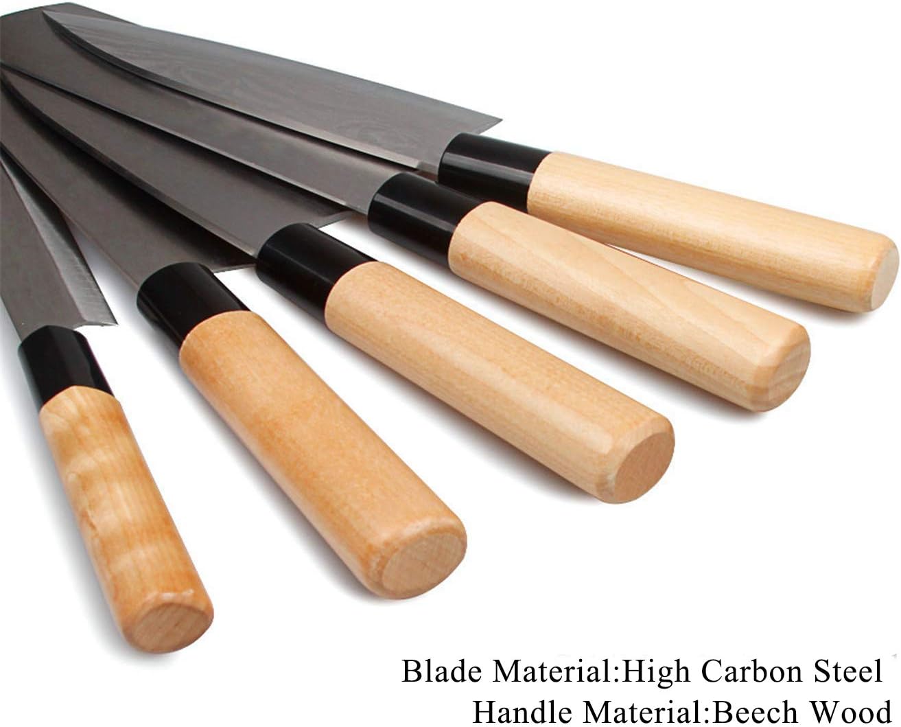 Waterboss Sushi & Sashimi Chef’s Knives,Set of 5 Japanese Sushi Chef Knives - Sashimi-Santoku-Nakiri-Deba Knife,Ultra High Carbon Steel Blades