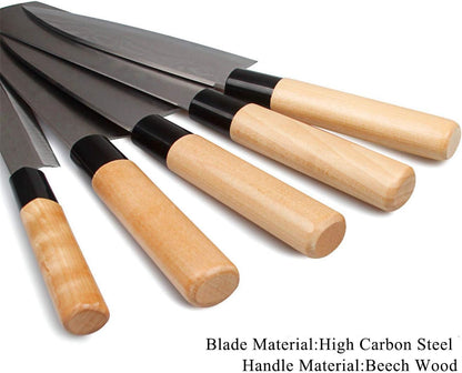 Waterboss Sushi & Sashimi Chef’s Knives,Set of 5 Japanese Sushi Chef Knives - Sashimi-Santoku-Nakiri-Deba Knife,Ultra High Carbon Steel Blades