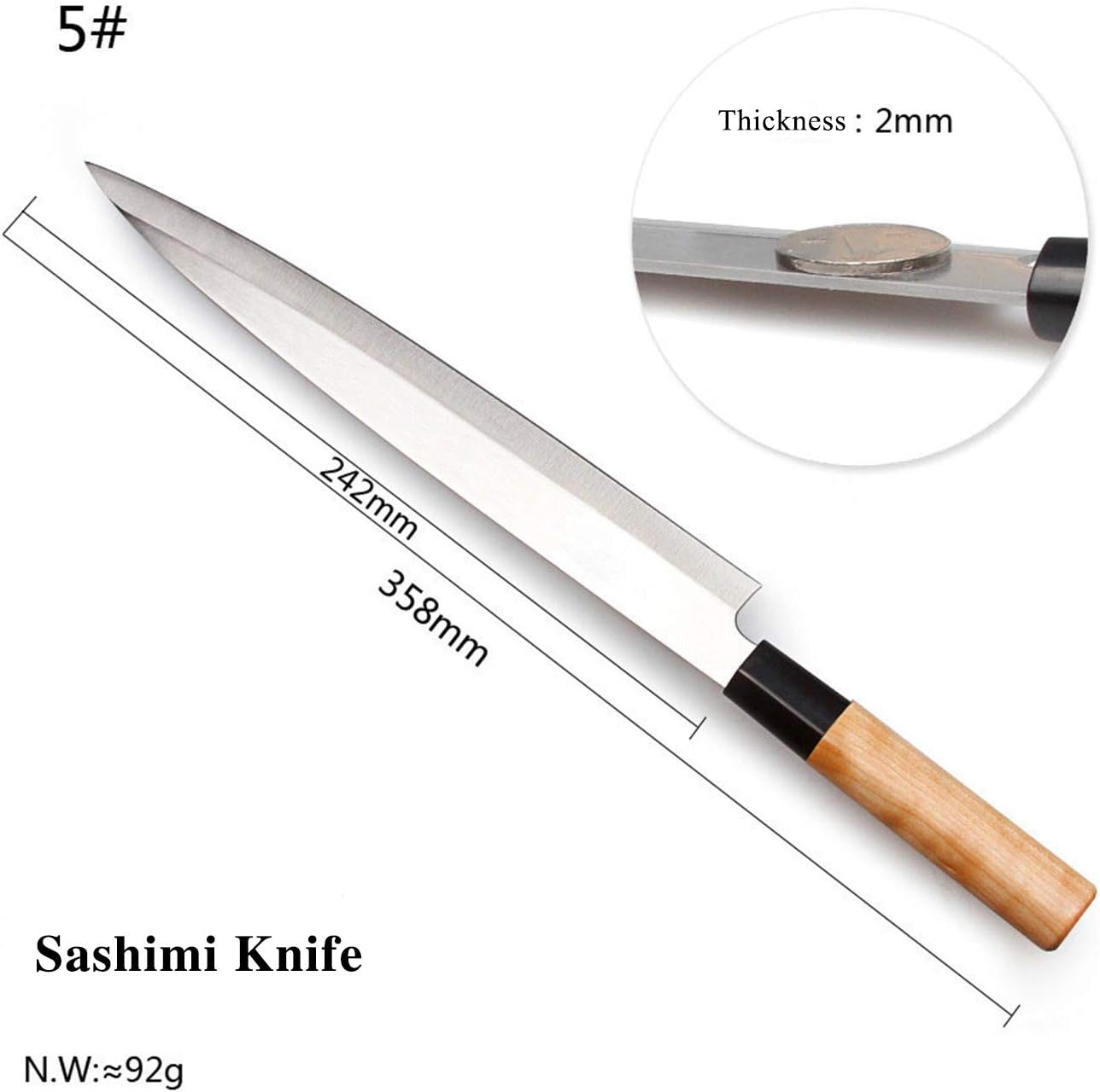 Waterboss Sushi & Sashimi Chef’s Knives,Set of 5 Japanese Sushi Chef Knives - Sashimi-Santoku-Nakiri-Deba Knife,Ultra High Carbon Steel Blades