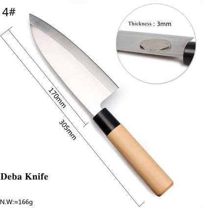 Waterboss Sushi & Sashimi Chef’s Knives,Set of 5 Japanese Sushi Chef Knives - Sashimi-Santoku-Nakiri-Deba Knife,Ultra High Carbon Steel Blades