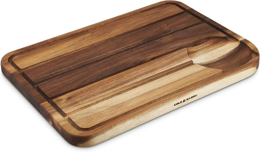 Cole & Mason Berden Large Chopping & Carving Board - Wood Cutting Board - Chopping Board with Juice Channel for Meats, Vegetables and Fruits - Reversible Serving Platter - Acacia, 18.5" x 13.5"