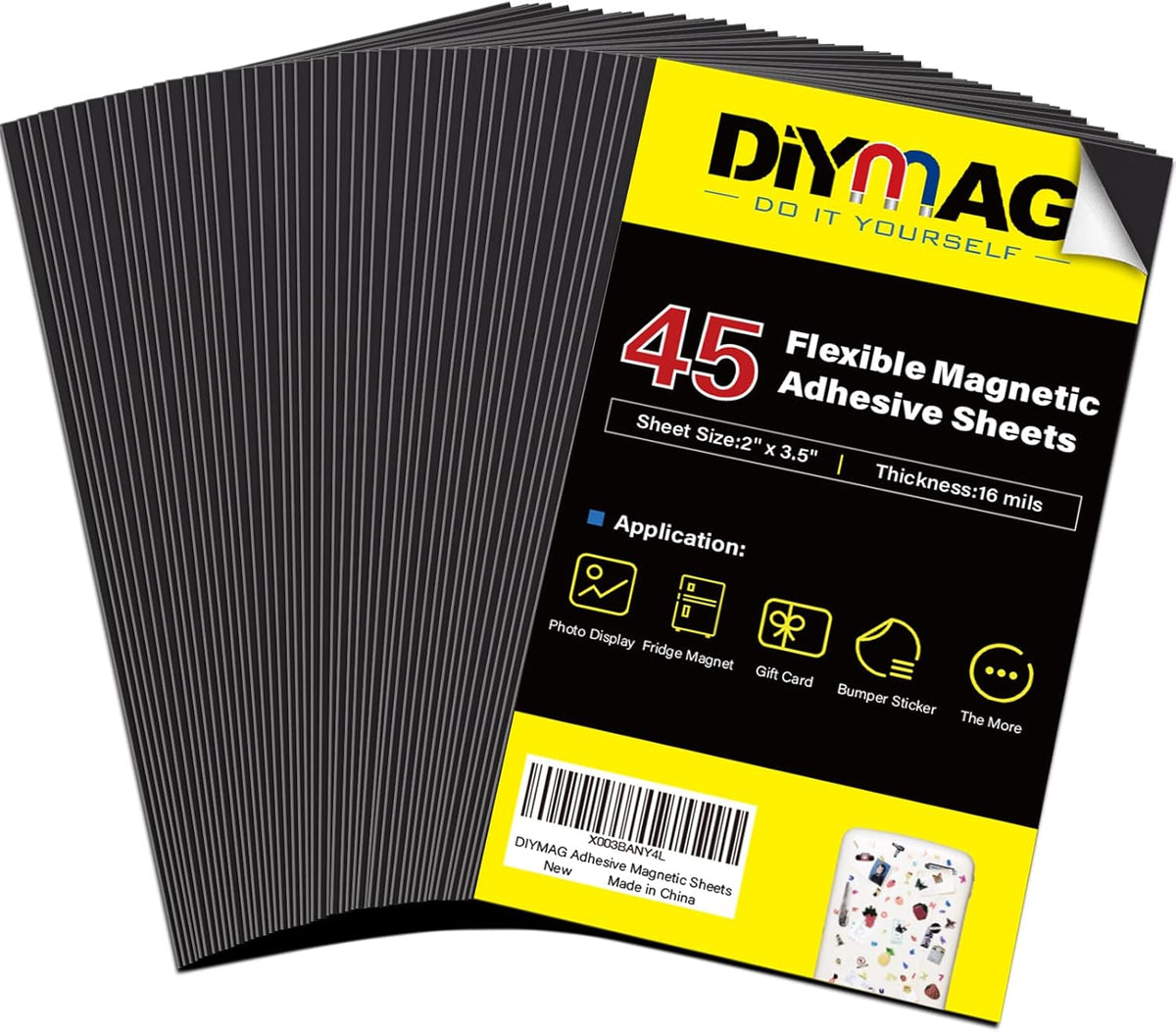 Adhesive Magnetic Sheets, |4" x 6"| 18 Packs, Flexible Magnet Sheets with Adhesive for Crafts, Photos and Die Storage, Easy Peel and Stick, Easy to Cut into Any Shape/Size (4" x 6"-18P)