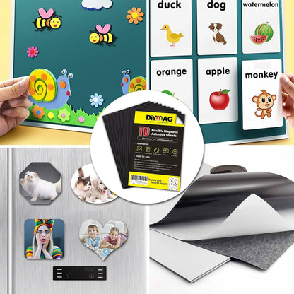 Adhesive Magnetic Sheets, |4" x 6"| 18 Packs, Flexible Magnet Sheets with Adhesive for Crafts, Photos and Die Storage, Easy Peel and Stick, Easy to Cut into Any Shape/Size (4" x 6"-18P)