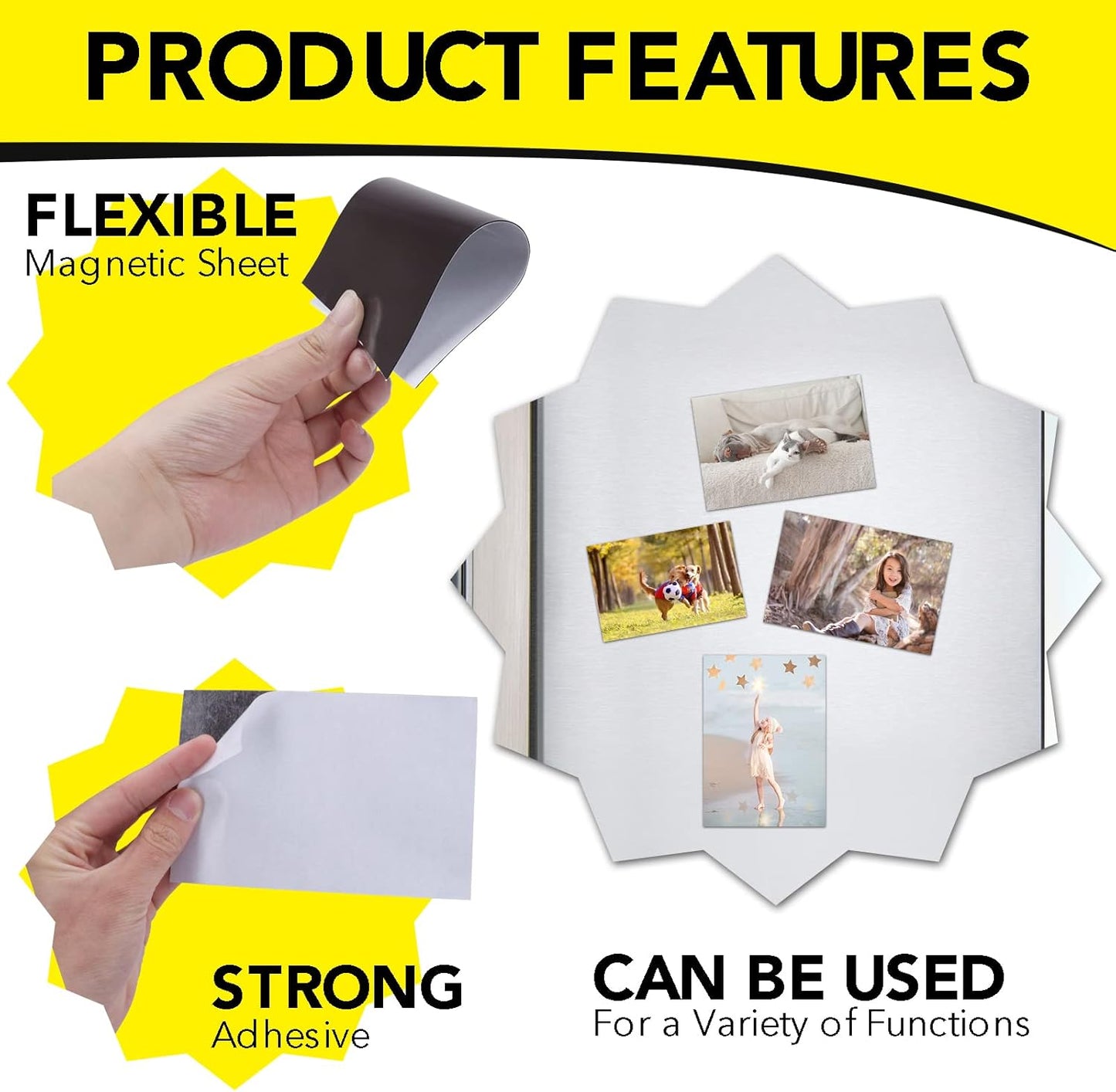 Adhesive Magnetic Sheets, |4" x 6"| 18 Packs, Flexible Magnet Sheets with Adhesive for Crafts, Photos and Die Storage, Easy Peel and Stick, Easy to Cut into Any Shape/Size (4" x 6"-18P)