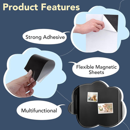 Adhesive Magnetic Sheets, |4" x 6"| 18 Packs, Flexible Magnet Sheets with Adhesive for Crafts, Photos and Die Storage, Easy Peel and Stick, Easy to Cut into Any Shape/Size (4" x 6"-18P)