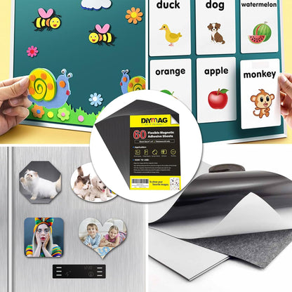 Adhesive Magnetic Sheets, |4" x 6"| 18 Packs, Flexible Magnet Sheets with Adhesive for Crafts, Photos and Die Storage, Easy Peel and Stick, Easy to Cut into Any Shape/Size (4" x 6"-18P)
