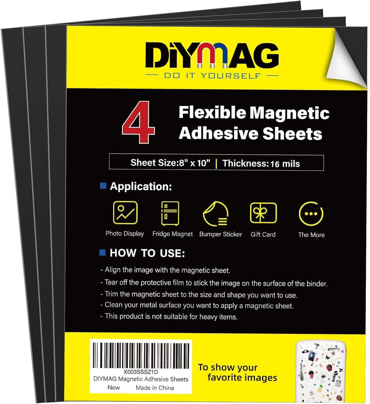 Adhesive Magnetic Sheets, |4" x 6"| 18 Packs, Flexible Magnet Sheets with Adhesive for Crafts, Photos and Die Storage, Easy Peel and Stick, Easy to Cut into Any Shape/Size (4" x 6"-18P)