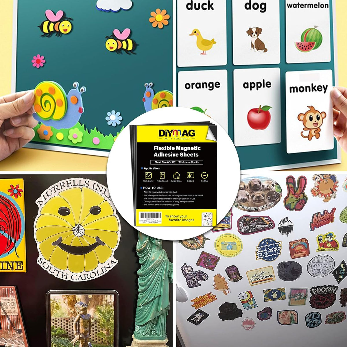 Adhesive Magnetic Sheets, |4" x 6"| 18 Packs, Flexible Magnet Sheets with Adhesive for Crafts, Photos and Die Storage, Easy Peel and Stick, Easy to Cut into Any Shape/Size (4" x 6"-18P)
